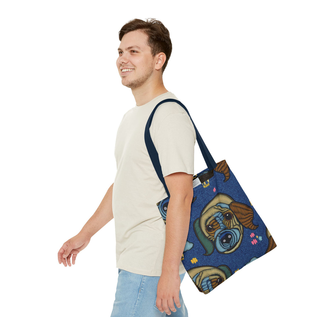 Denim Fabric Imitation Print Unisex Canvas Bag Poly Spun 3 Sizes Tote Bag 191-11