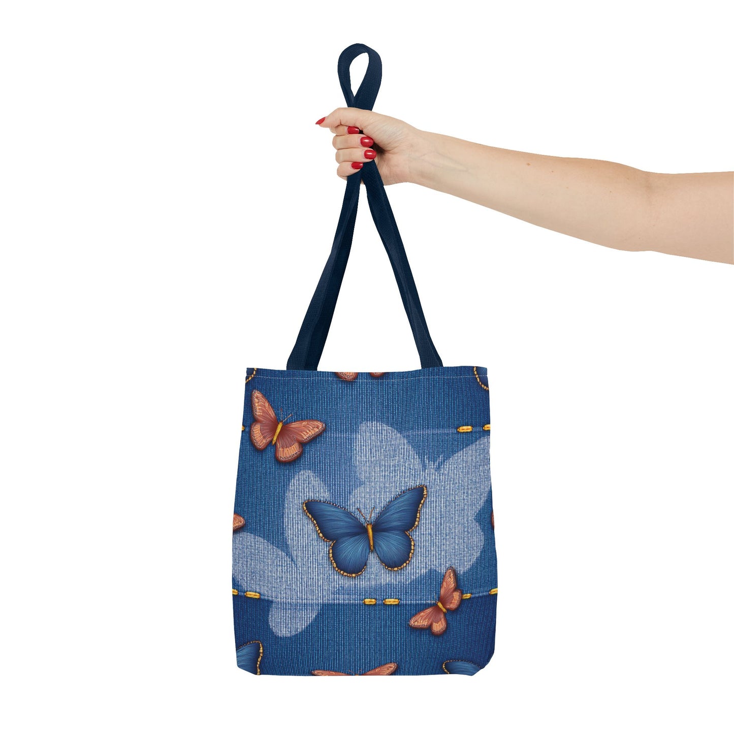 Denim Fabric Imitation Print Unisex Canvas Bag Poly Spun 3 Sizes Tote Bag 176