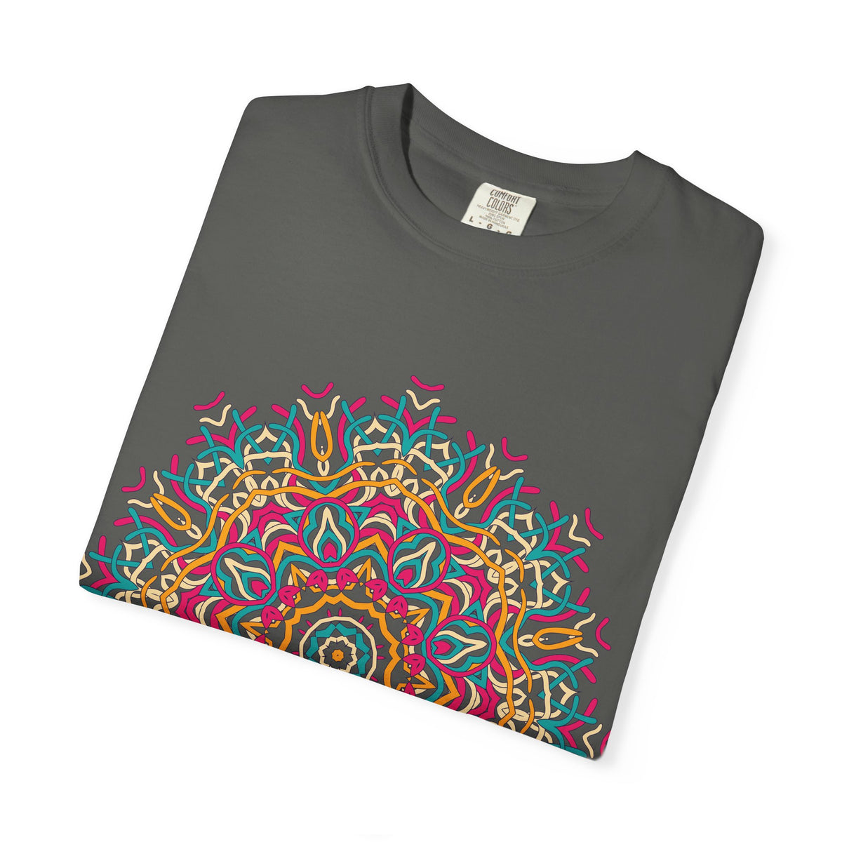 Unisex Garment Dyed Cotton T-Shirt with Mandala Graphic Design