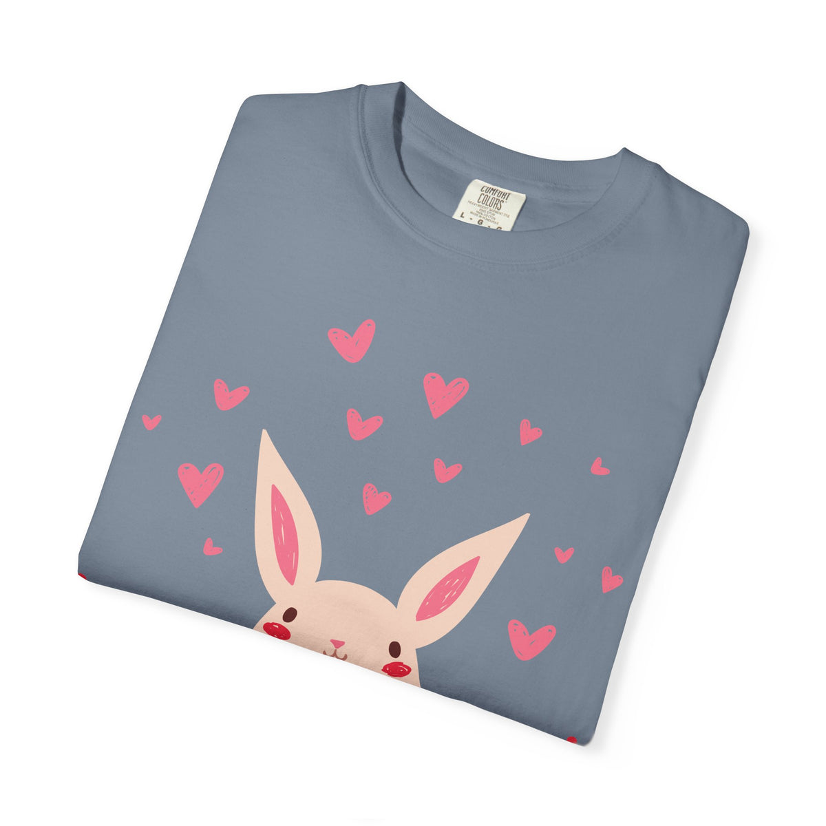 Easter Bunny Heart T-Shirt, Tee Shirt with Easter Signature, T Shirt with Easter Prints, Tee Shirt with Easter Design