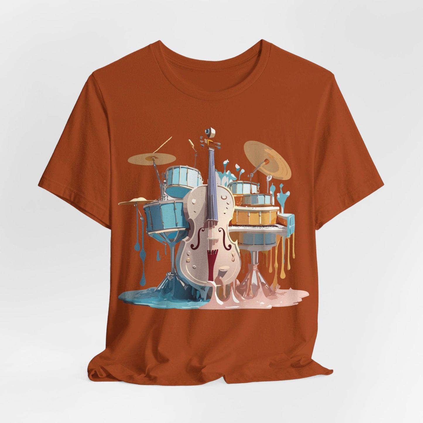 Music Graphic Unisex 100 Cotton Vintage Art with Musical Elements Tee 84