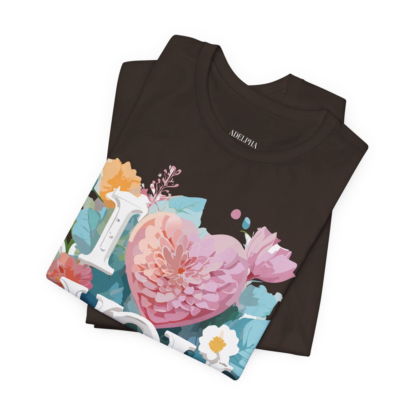 Valentine Day Graphic Unisex 100 Cotton Vintage Artwork with Love and Flower Design Tee 9