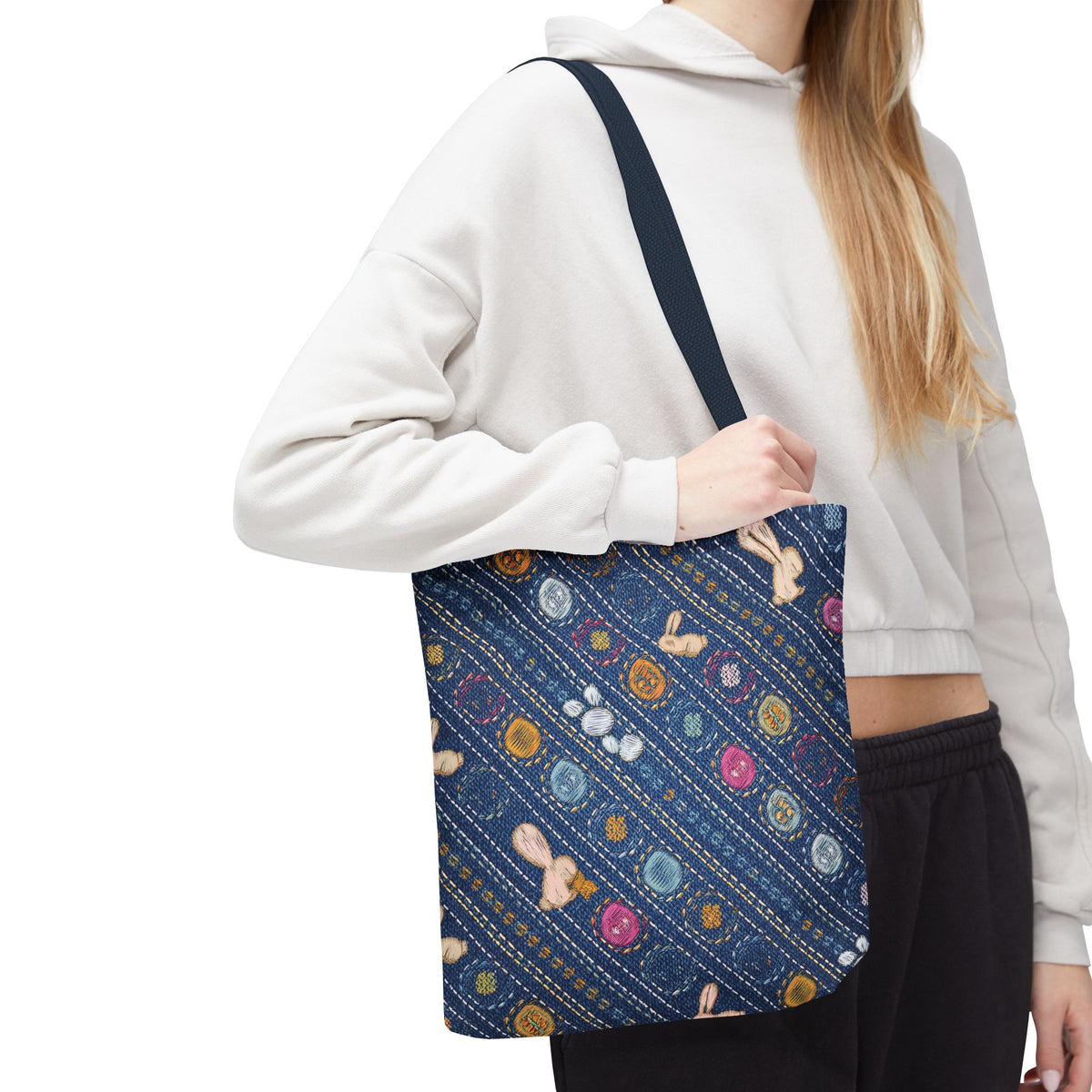 Easter Graphic Design Denim Fabric Imitation Print Unisex Canvas Bag Poly Spun 3 Sizes Tote Bag 204-11