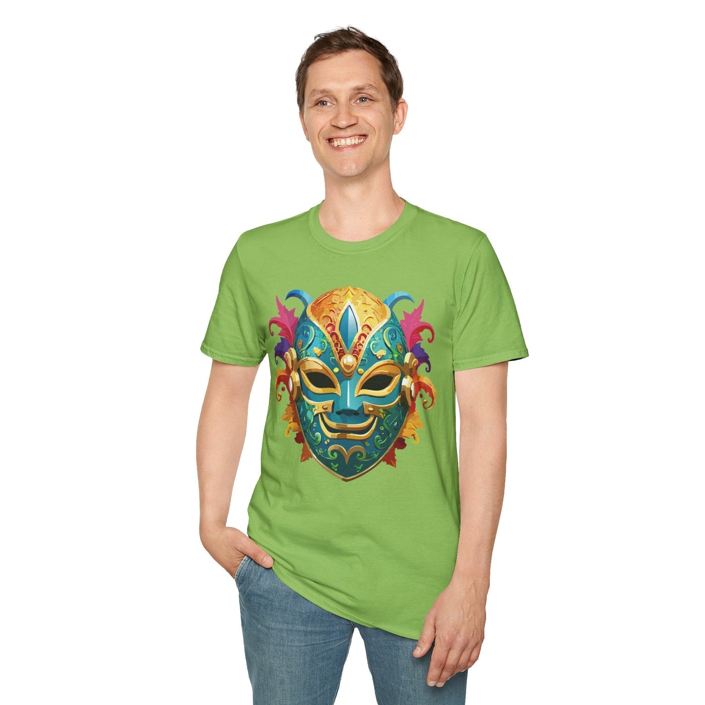 Mask Tee Shirt Unisex Softstyle Gildan 64000 100 Percent Ring Spun Cotton Comfortable Masquerade Tee
