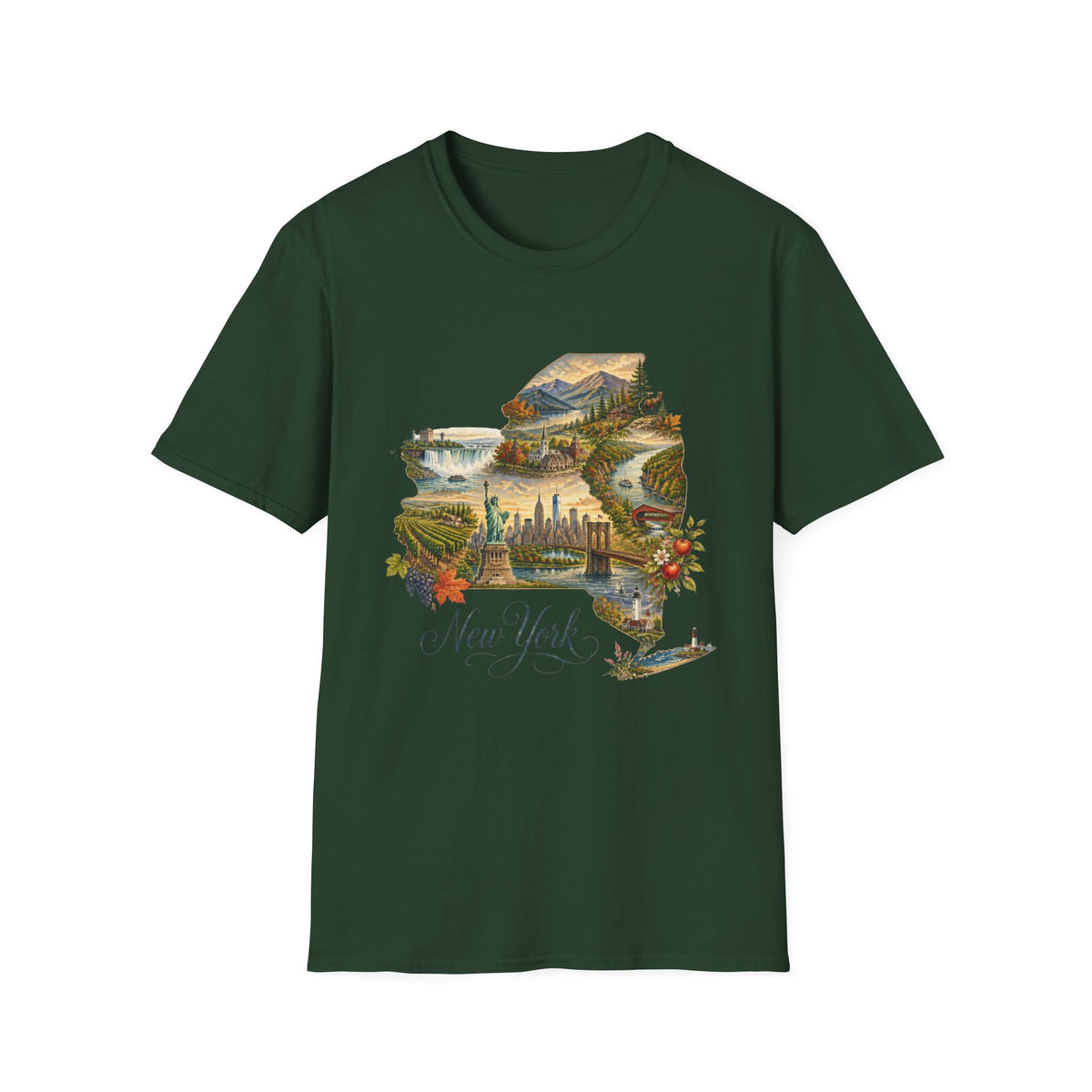 New York State Travel Tourist Graphic Design Unisex 100 Cotton Gildan T-Shirt