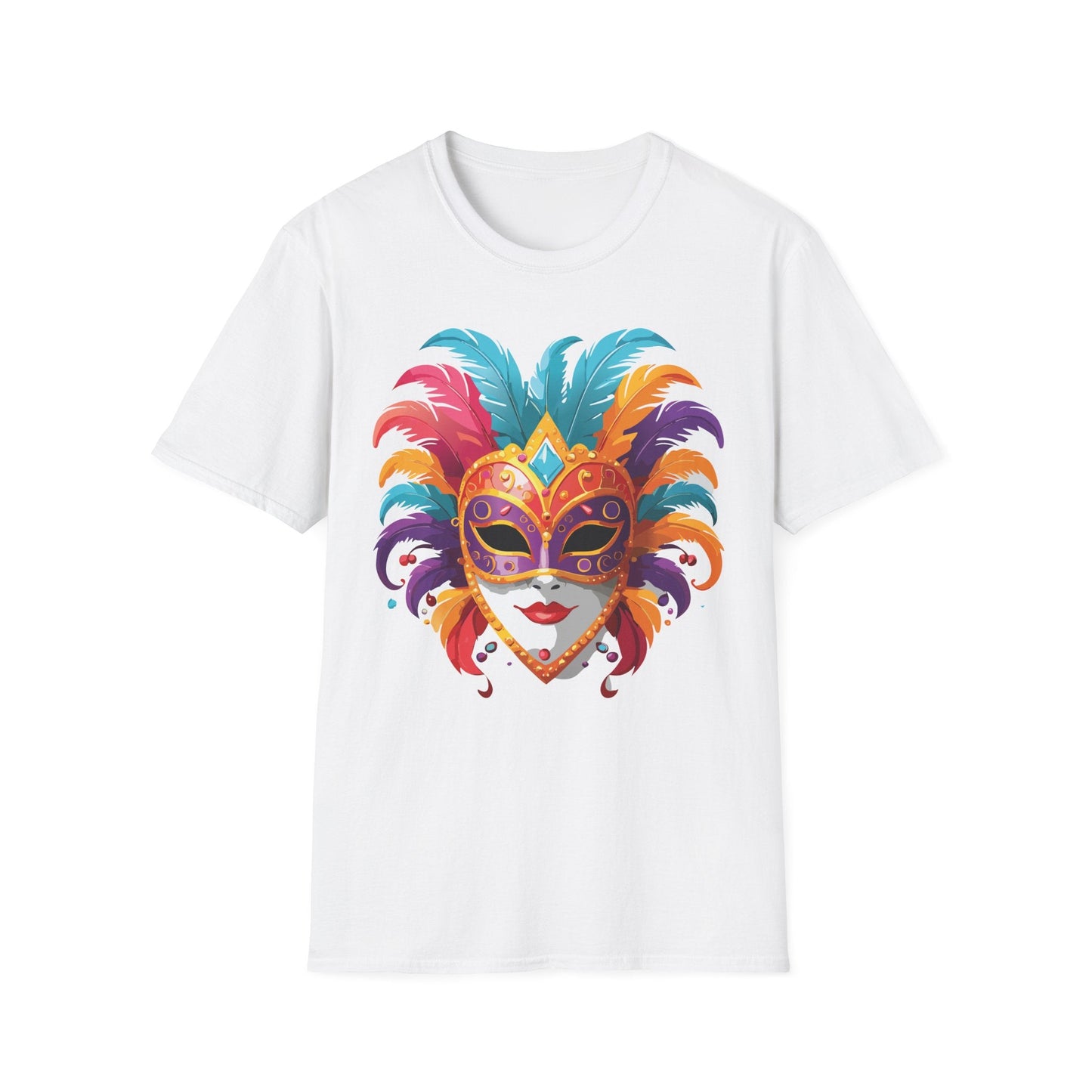 Unisex Gildan Softstyle Mask Tee Shirt With Art Design Casual Everyday Wear Masquerade Tee