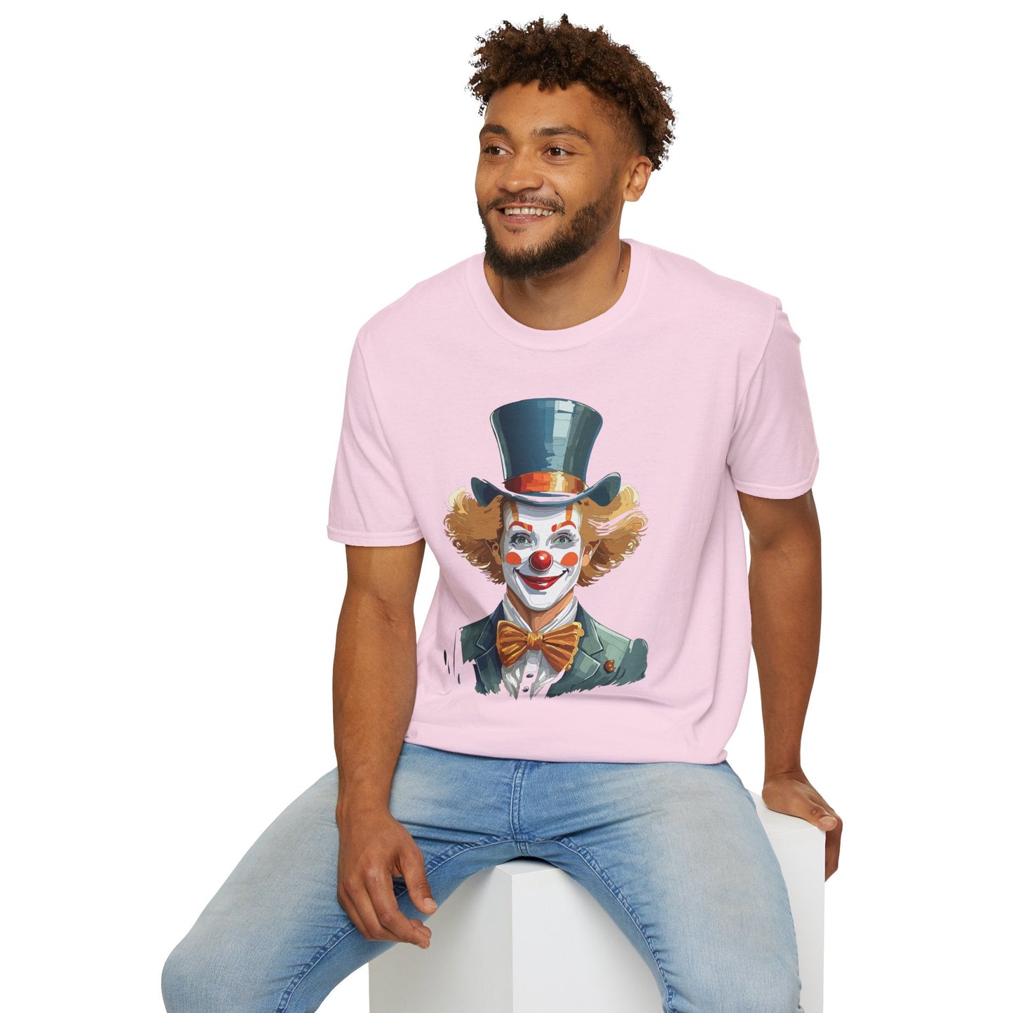 Funny Clown Shirt Unisex T Shirt Circus Style Tee With Scary Man Artwork Gildan 64000