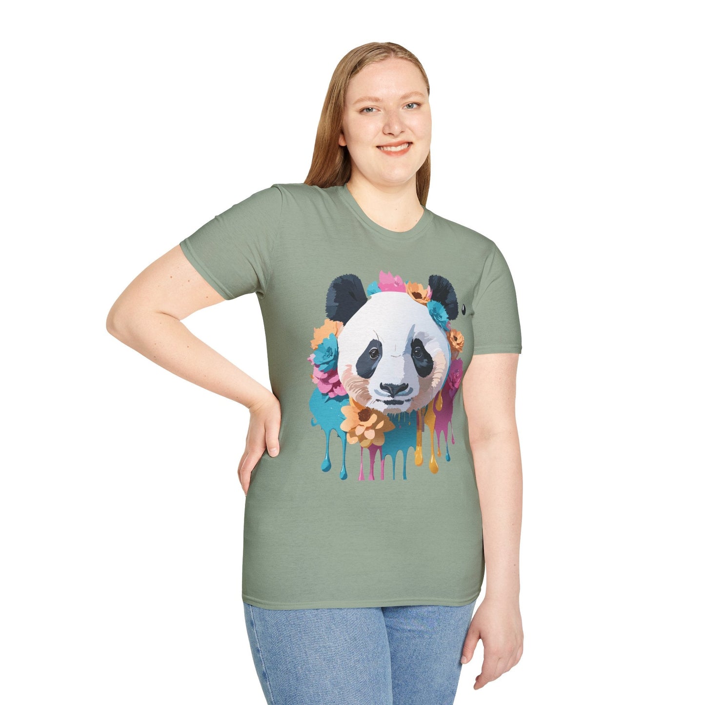 Unisex Panda Shirt Softstyle Cotton Tee For Everyday Wear With Cute Animal Print