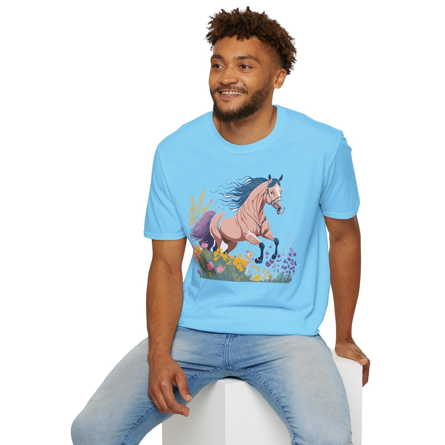 Unisex Horse Shirt With Animal Design Gildan Softstyle 64000 Tee