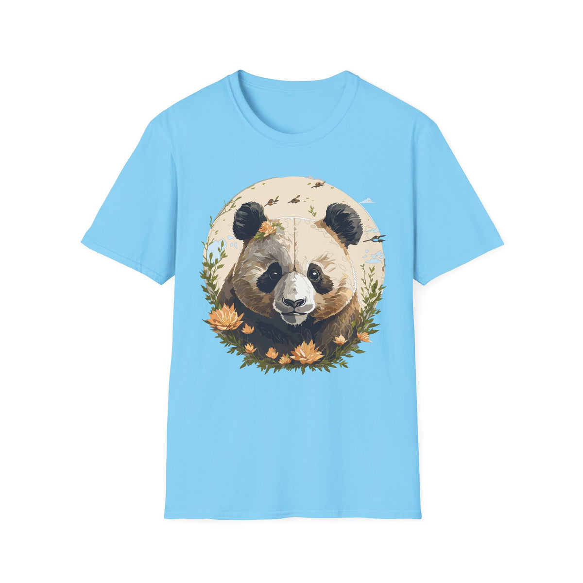 Floral Panda Illustration T-Shirt | Cute Bamboo Bear Graphic Tee