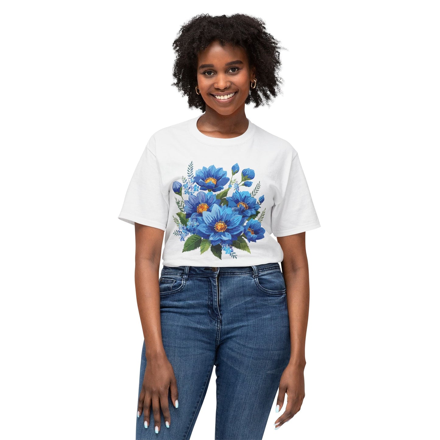 Unisex Floral T Shirt with Vintage Flower Art Print HD Cotton Tee Designed In USA