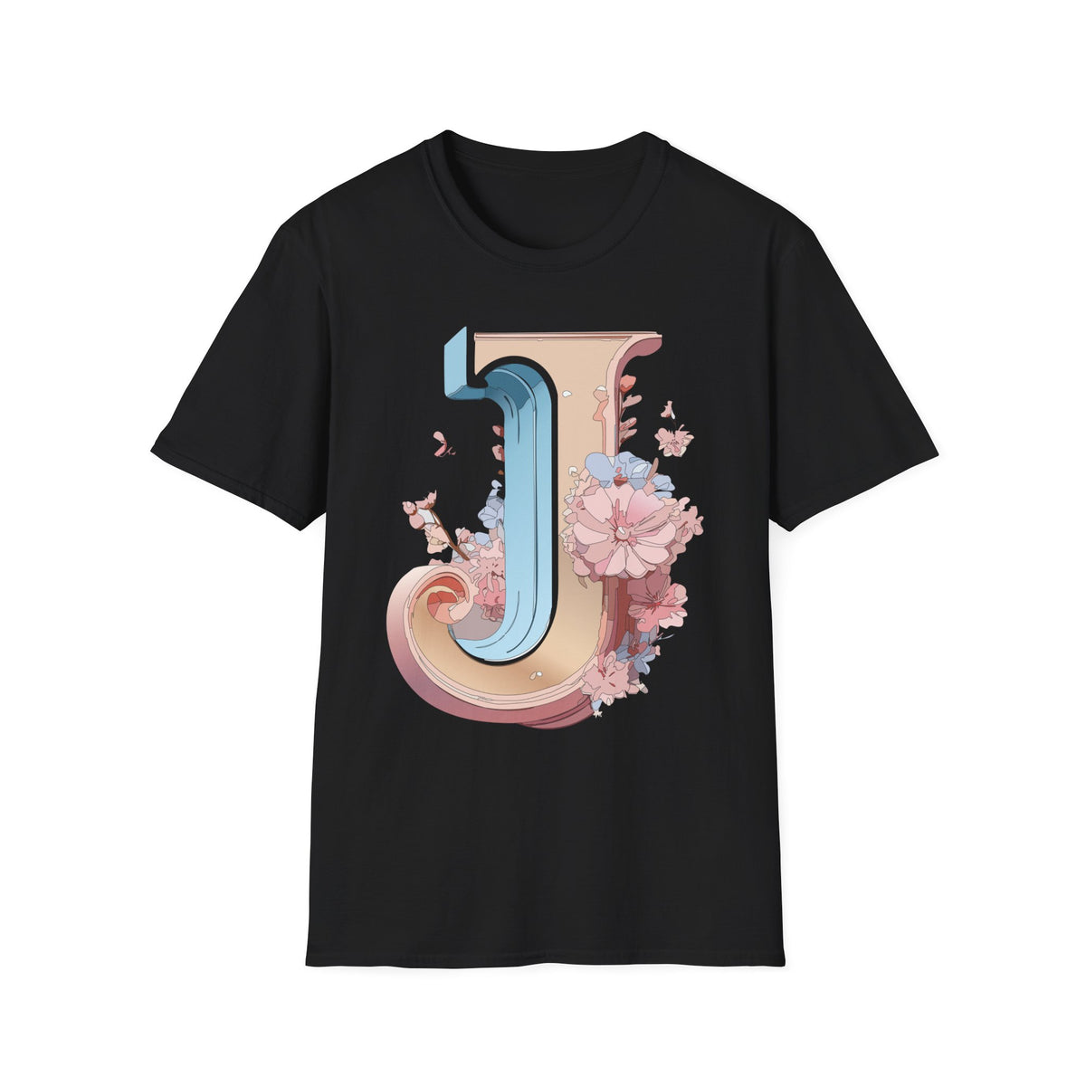 Floral Letter J T-Shirt | Botanical Monogram Tee