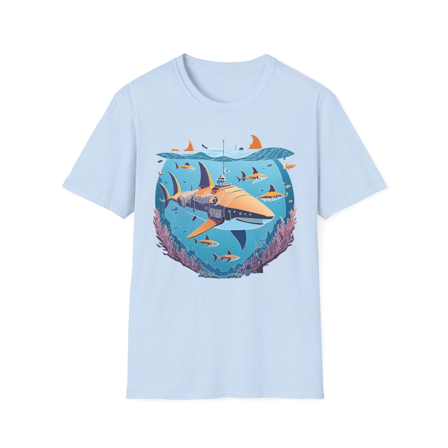 Ocean Tee Shirt Unisex Softstyle Cotton Tee 4.5 Oz Lightweight U Boat Theme Design