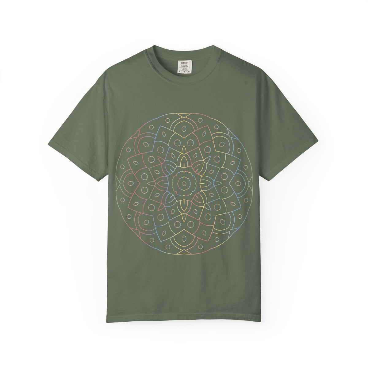 Unisex Garment Dyed Cotton T-Shirt with Mandala Graphic Design