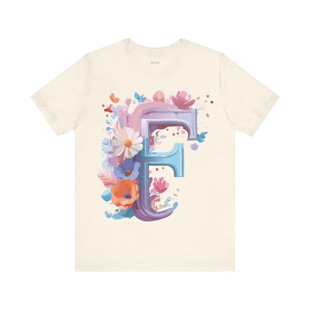 Letter F Graphic Unisex Cotton Bella+Canvas Tee with Art Letter Design