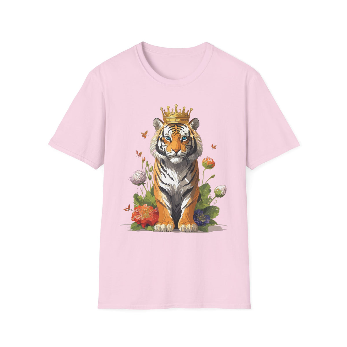 Crowned Tiger Illustration T-Shirt | Royal Wildlife Art - Unisex 100 Cotton Gildan 64000