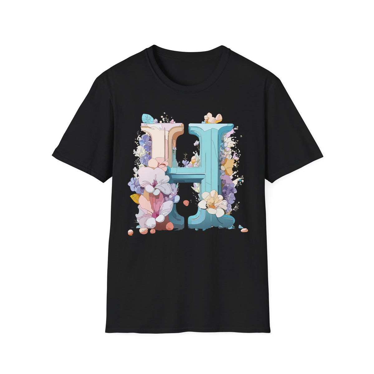 Floral H Monogram T-Shirt | Letter H Floral Initial Tee