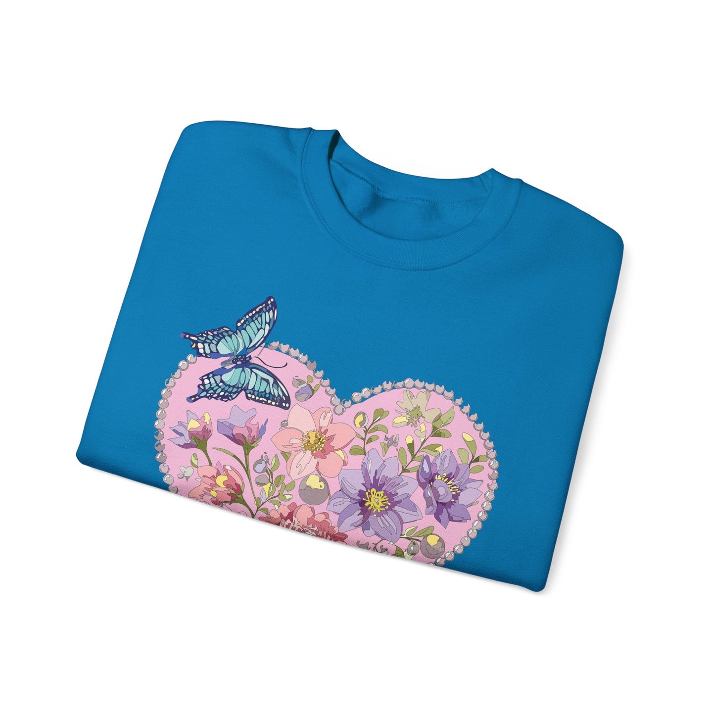 Floral Heart Sweatshirt Valentines Day Unisex Crewneck Cozy Comfort For Cold Weather