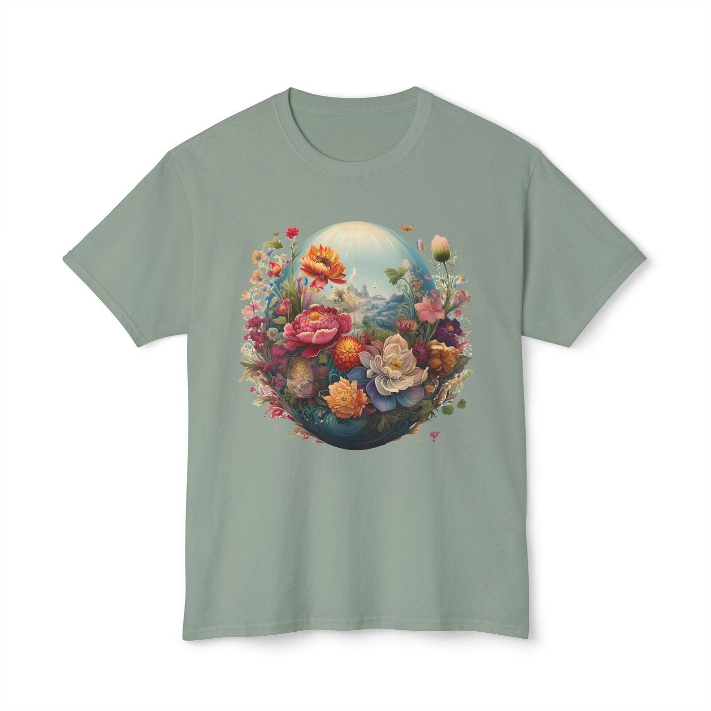 Unisex Floral T Shirt With Vintage Flower Art Print Cotton Tee For Men Women Everyday Wear