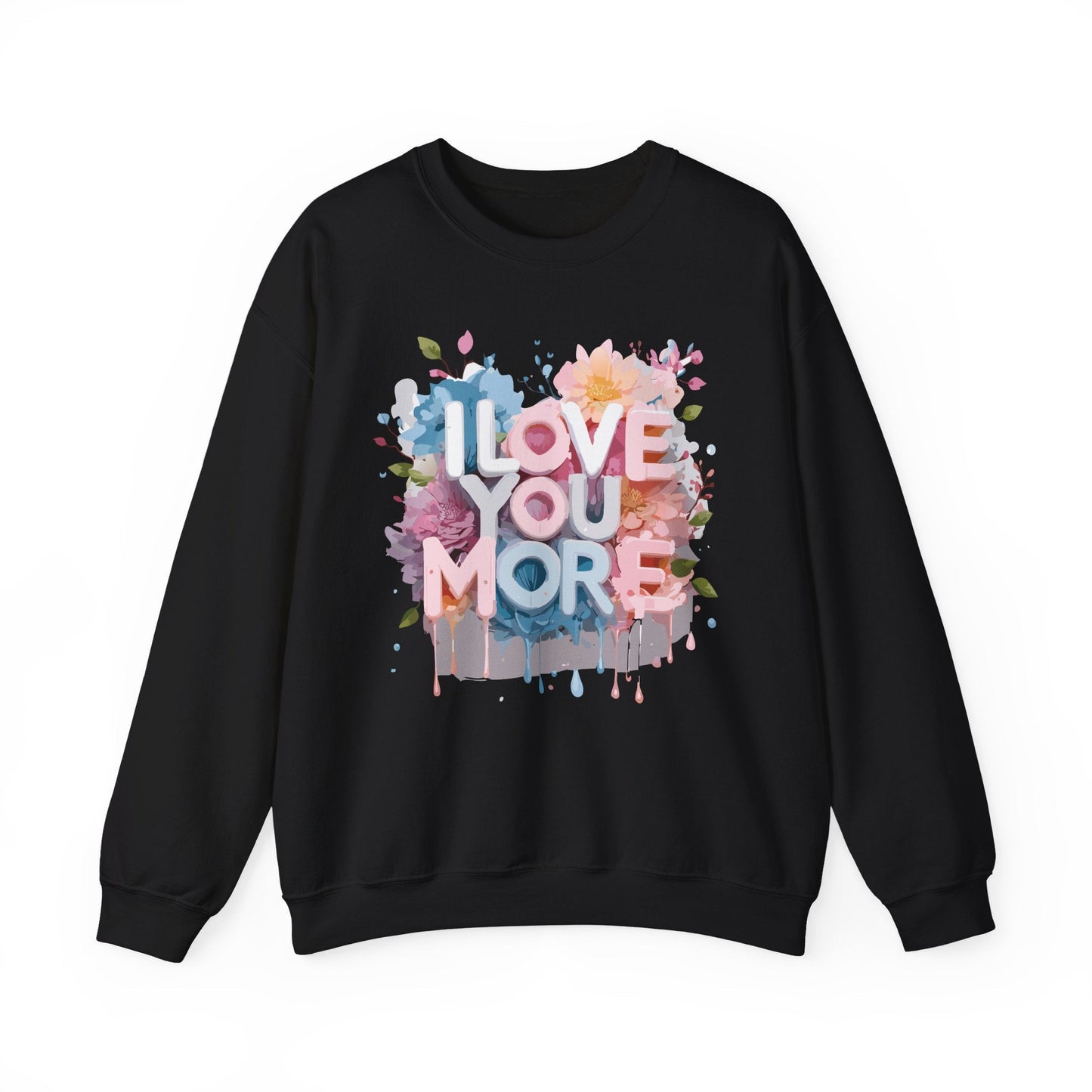 Floral Love Sweatshirt Unisex Heavy Blend Crewneck Valentines Day 50 50 Cotton Polyester Gildan 18000