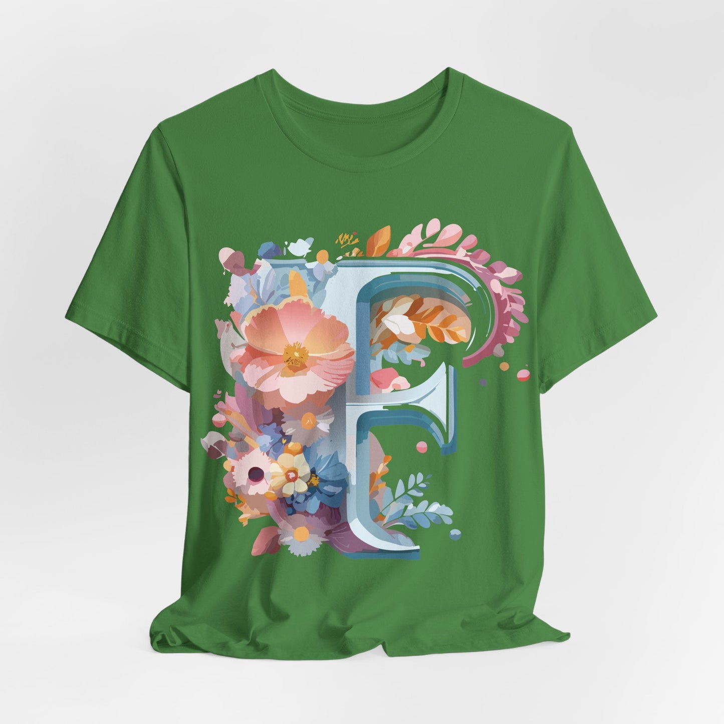 Letter F Graphic Tee Unisex Short Sleeve Vintage Inspired Adelpha Artwork Collection