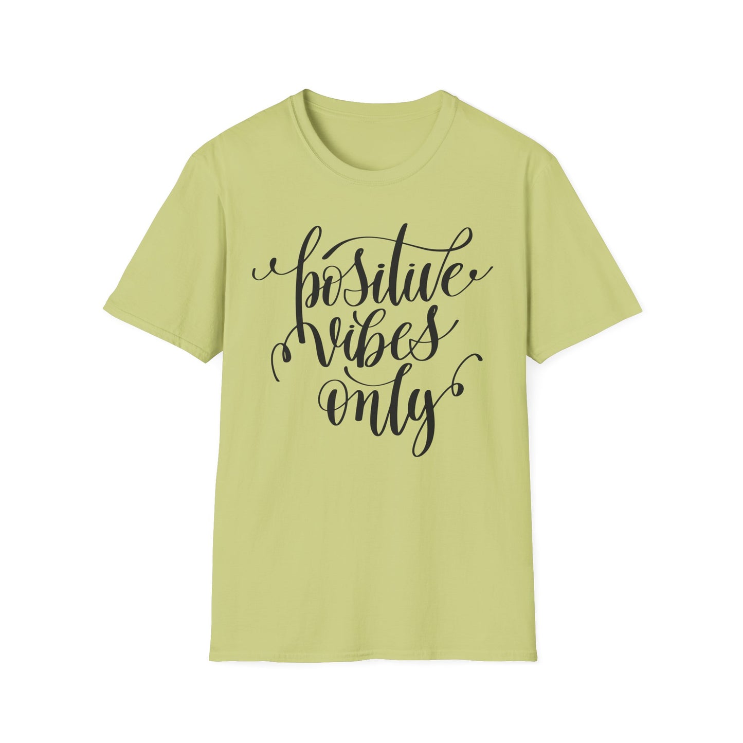 Positive Vibes Only T-Shirt Unisex Cotton Short Sleeves Handlettered Inspirational Tee