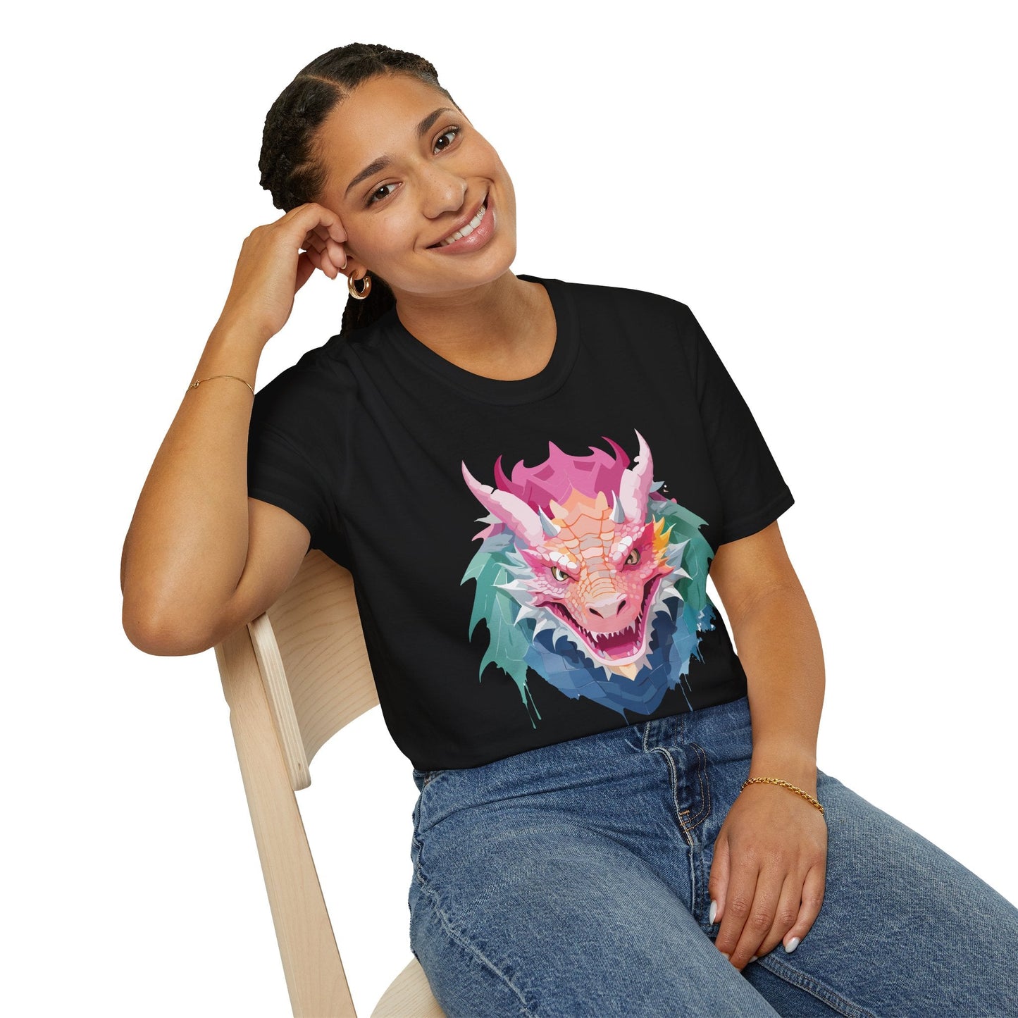 Dragon T Shirt Unisex Softstyle Cotton Tee With Animal Art Design Graphic Print Artwork