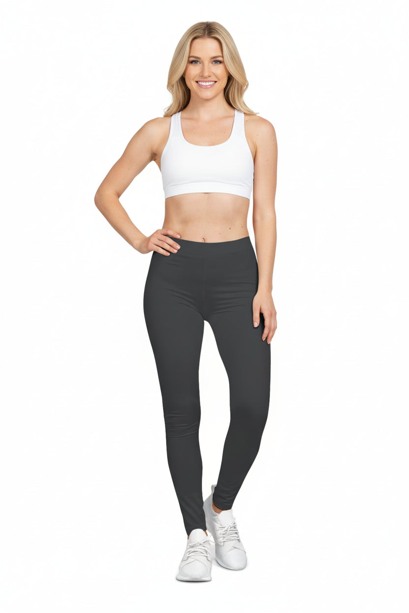 Gunmetal Grey Color Women's Poly-Span Casual Leggings Print Everyday Activewear Pants