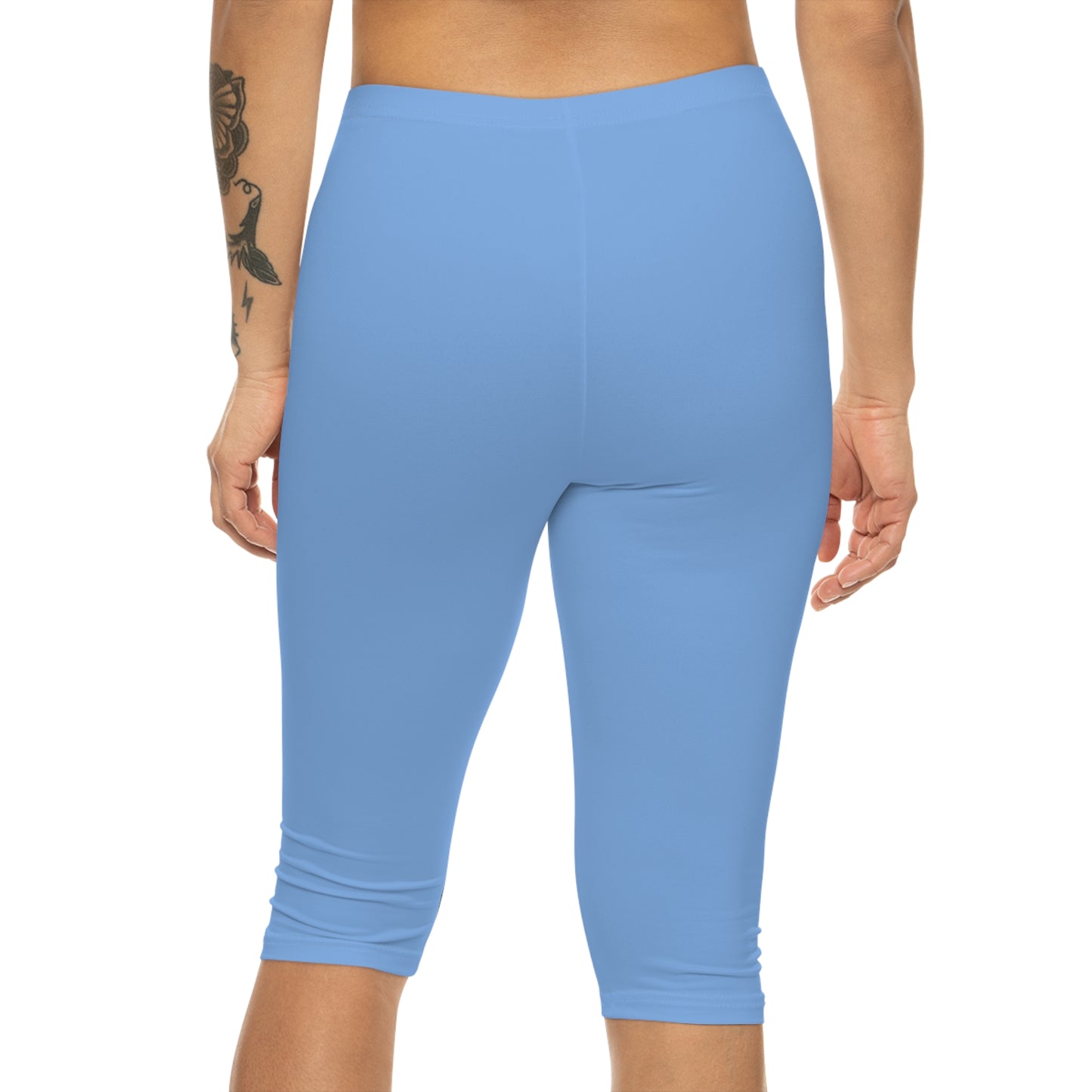 Miranda Blue Color Women's Brushed Suede Poly Span Casual Capri Leggings XS-2XL