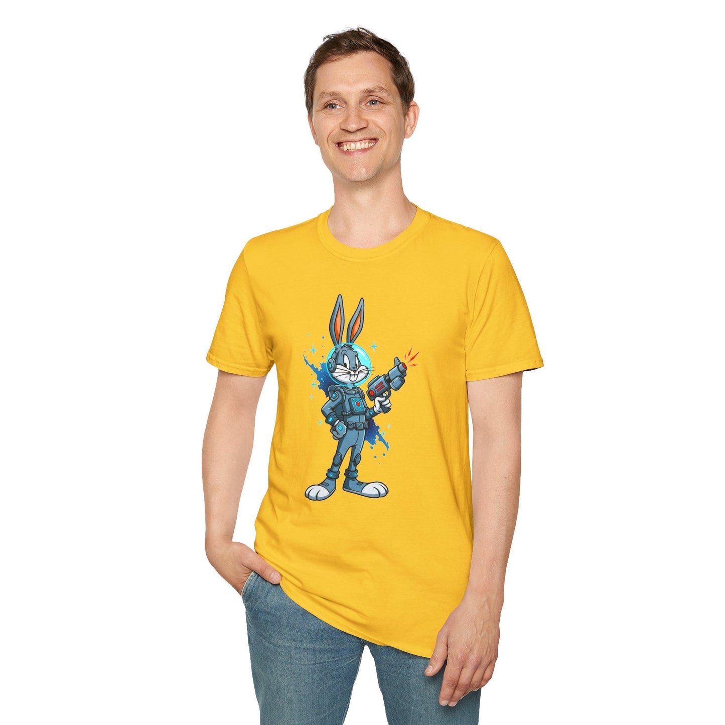 Bugs Bunny Shirt Unisex Gildan Softstyle 64000 Cartoon Tee 100 Percent Ring Spun Cotton