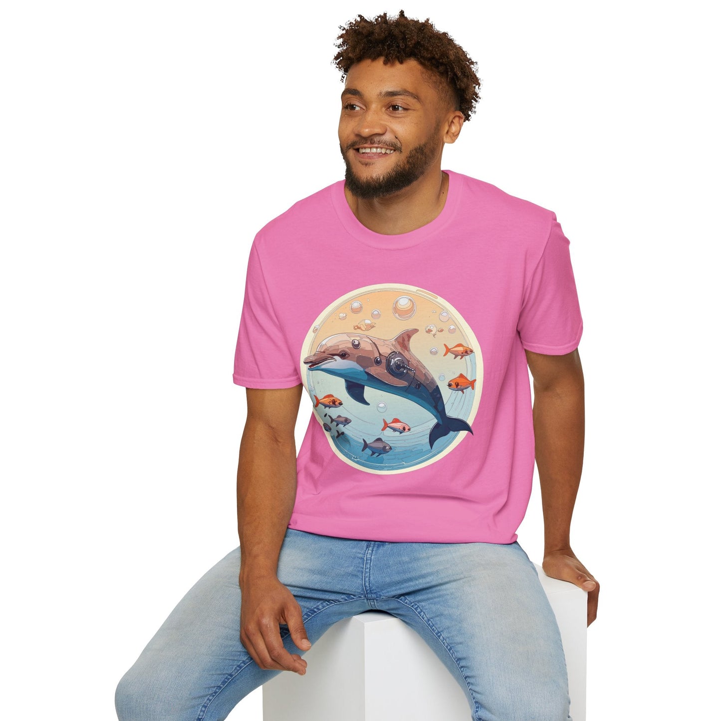 Dolphin Shirt Unisex Softstyle Tee 100 Percent Ring Spun Cotton Breathable Gildan 64000