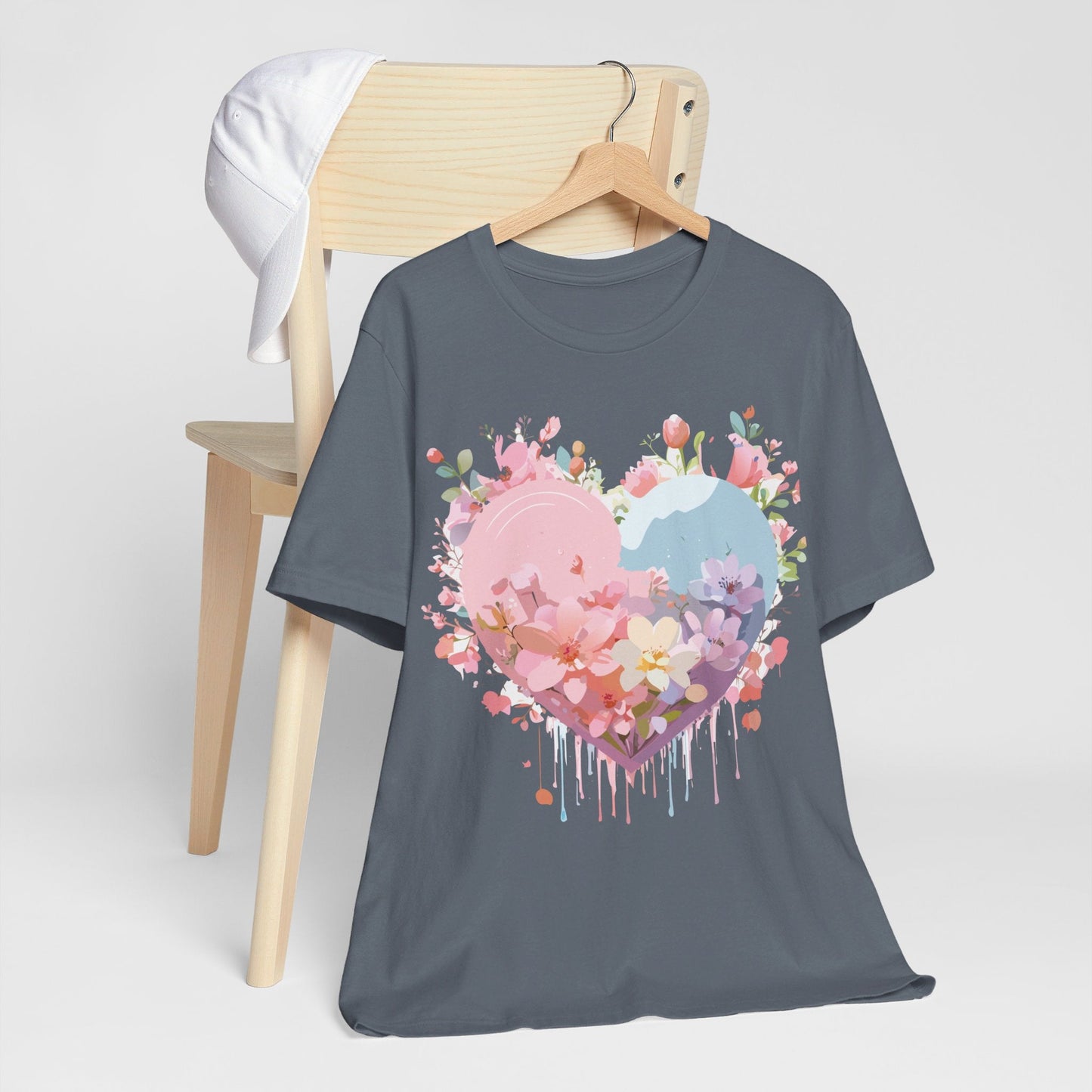Valentine Day Graphic Unisex 100 Cotton Vintage Artwork with Love and Flower Design Tee 30