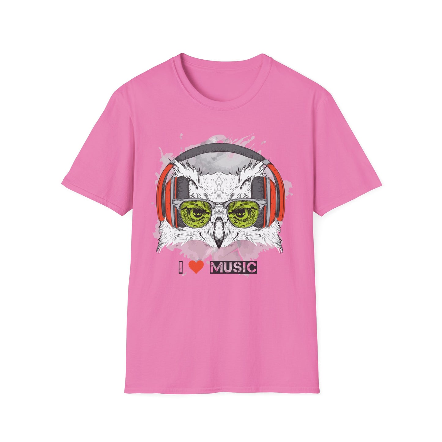 Music Owl T-Shirt Unisex Cotton Short Sleeves I love Music Graphic Tee