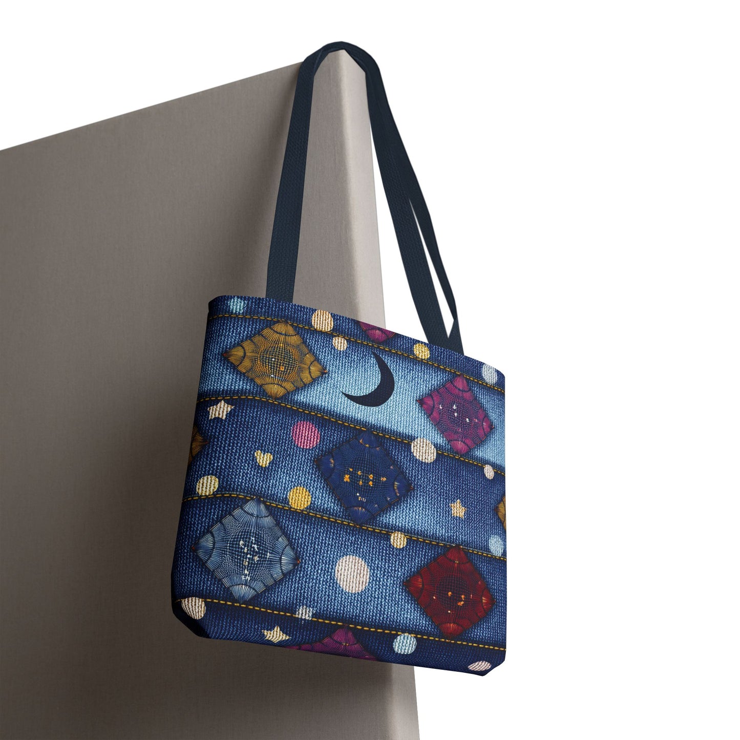 Denim Fabric Imitation Print Unisex Canvas Bag Poly Spun 3 Sizes Tote Bag 183