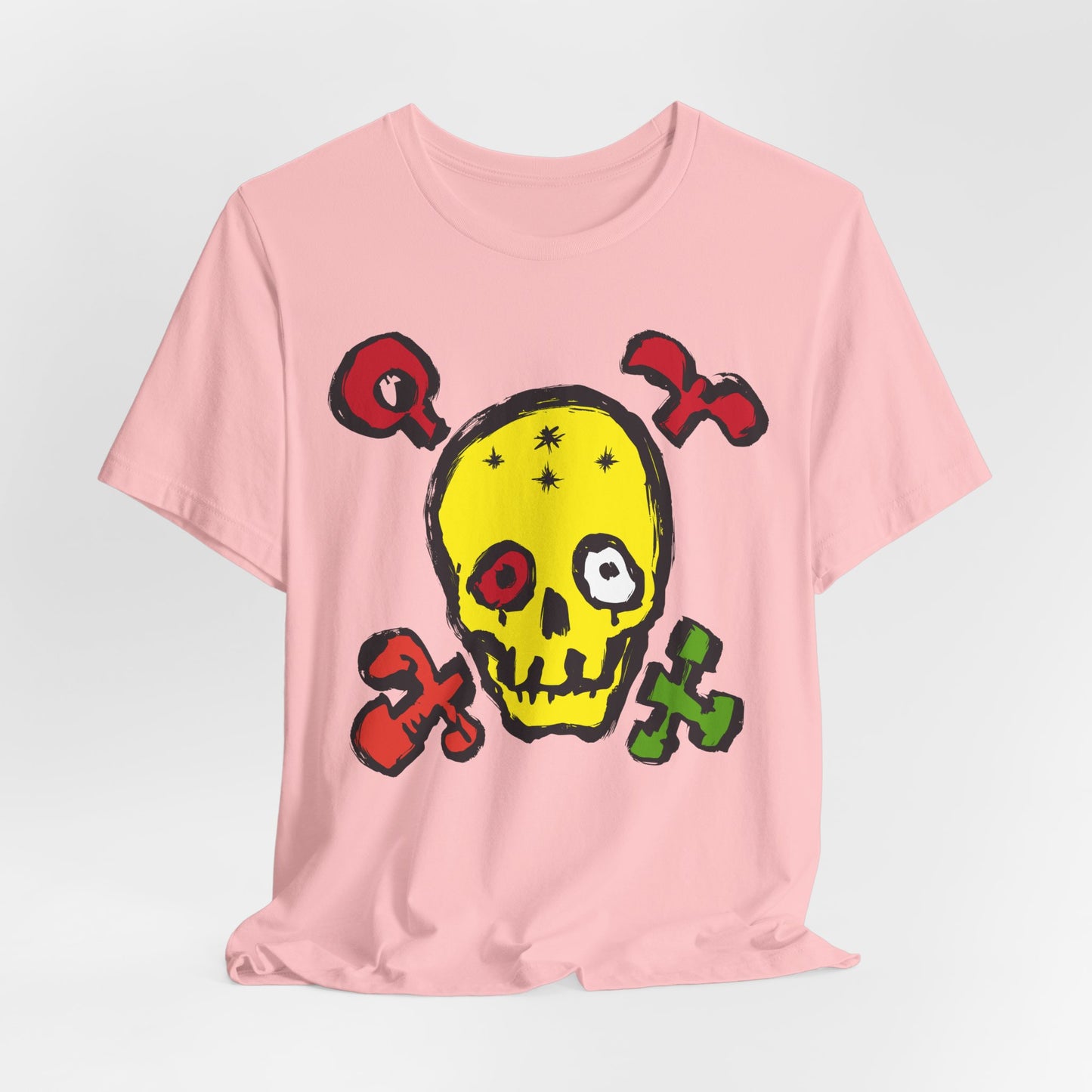 Yellow Skull Graphic Design Tee, Skull Shirt, Vintage Tees, Art Design T-Shirt, Vintage Graphic Tee, Art Shirts with Skulls