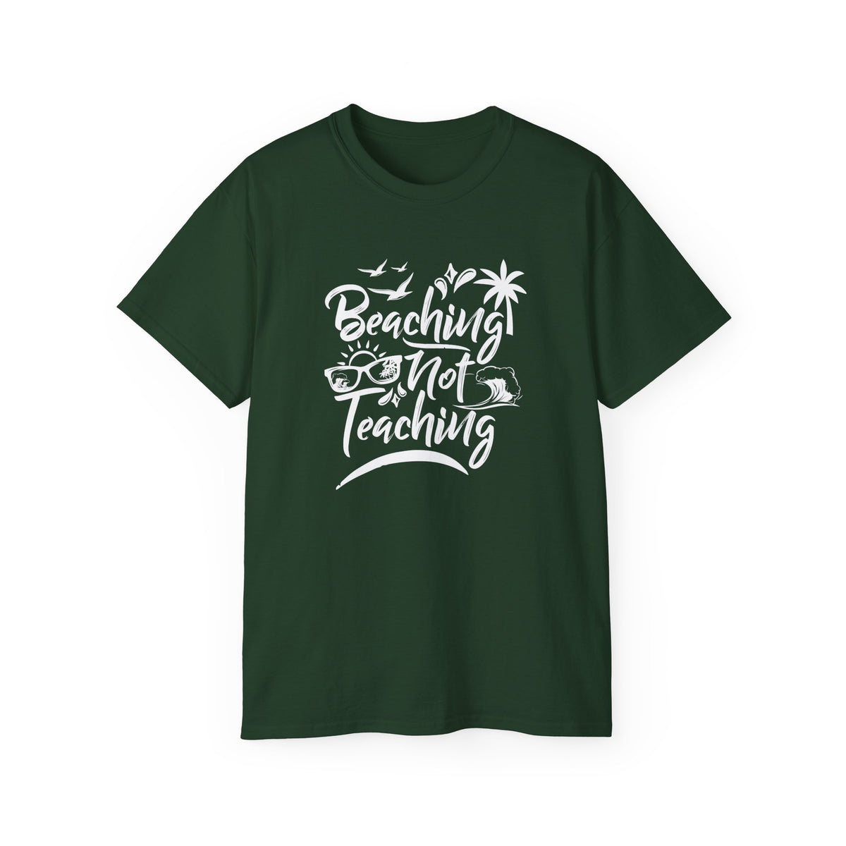 Beaching Not Teaching T-Shirt | Teacher Vacation Tee, Palm Trees Sunglasses Beach Design