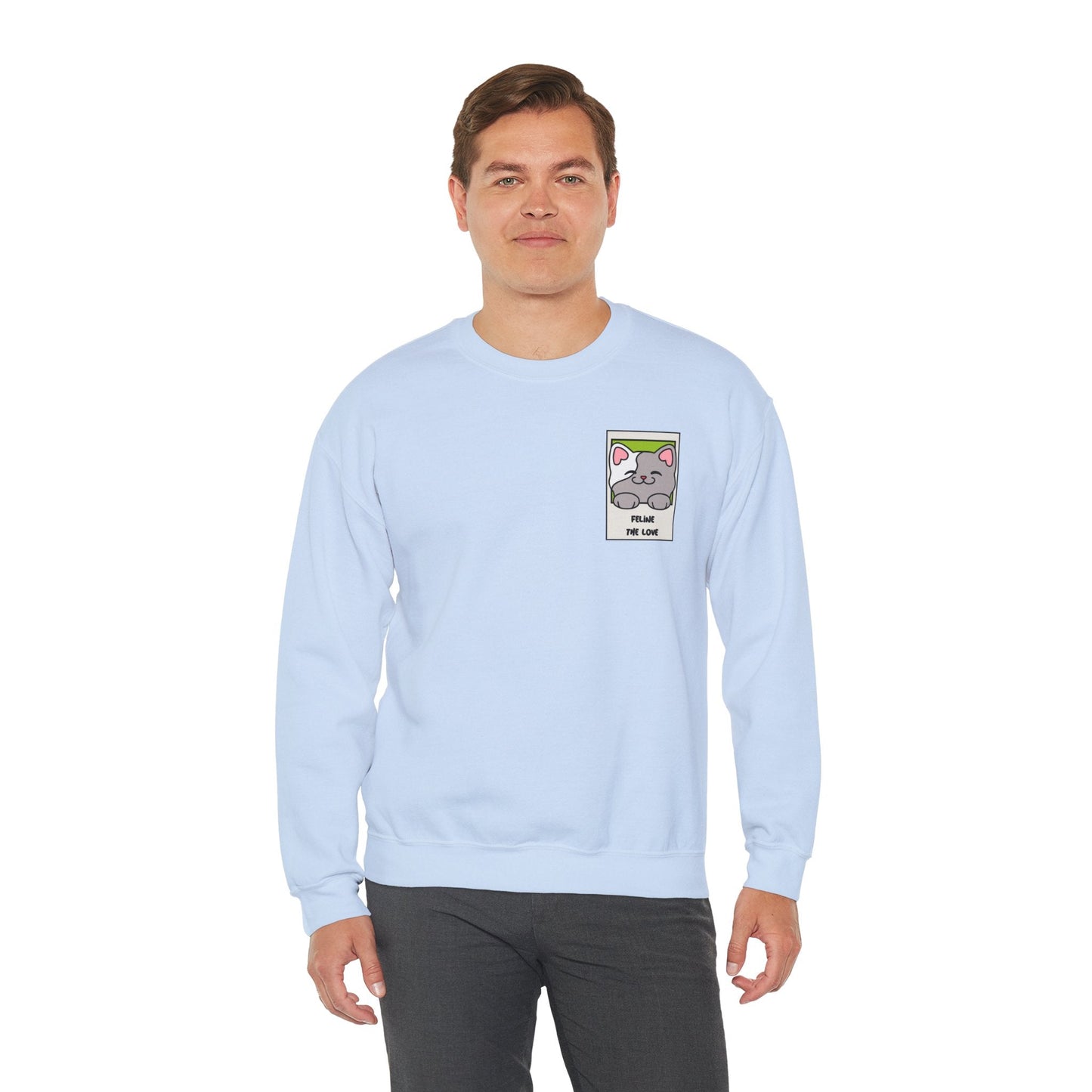 Pocket Cat Sweatshirt Unisex Cat Heart Sweatshirt Valentines Day Gift 50 Percent Cotton Poly Blend
