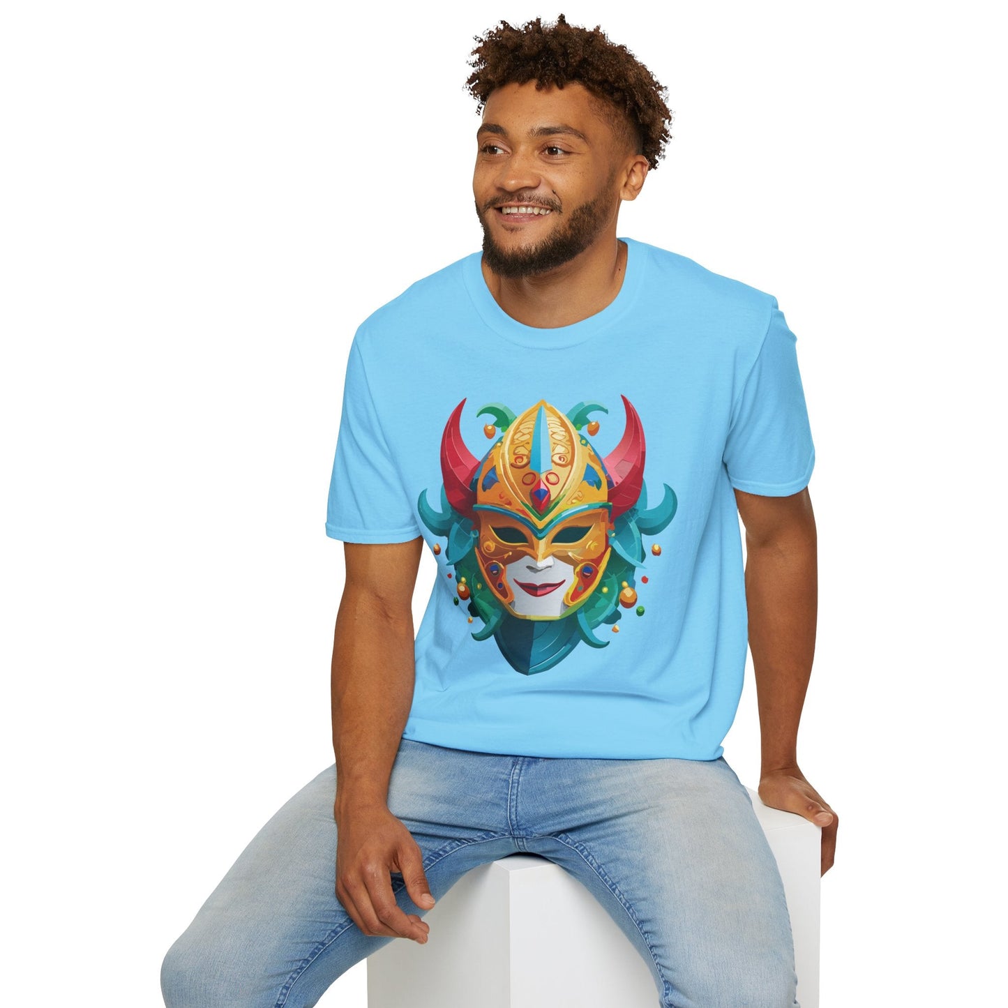 Unisex Mask Tee Shirt Softstyle Gildan 64000 Cotton Tee Masquerade Design Artwork
