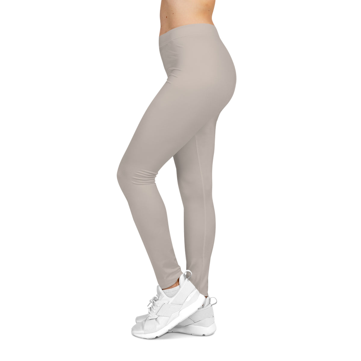 Beige Bisque Color Women's Poly-Span Casual Leggings XS-2XL