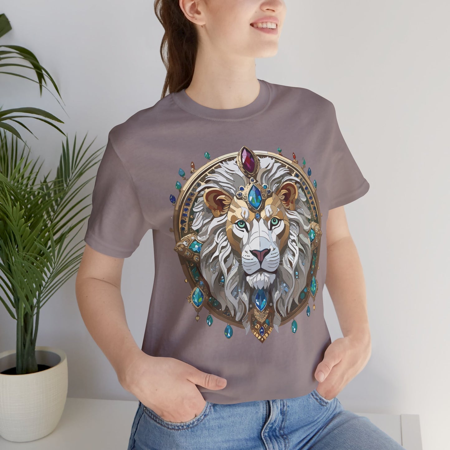 Unisex Lion Graphic Tee, Animal Shirt, Tee Shirt with Lion, Medallion T-Shirt, Animal Medallion Tees