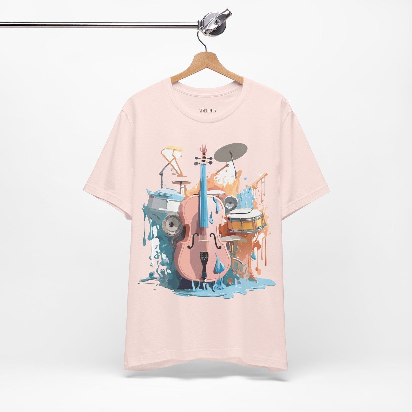 Music Graphic Unisex 100 Cotton Vintage Art with Musical Elements Tee 74
