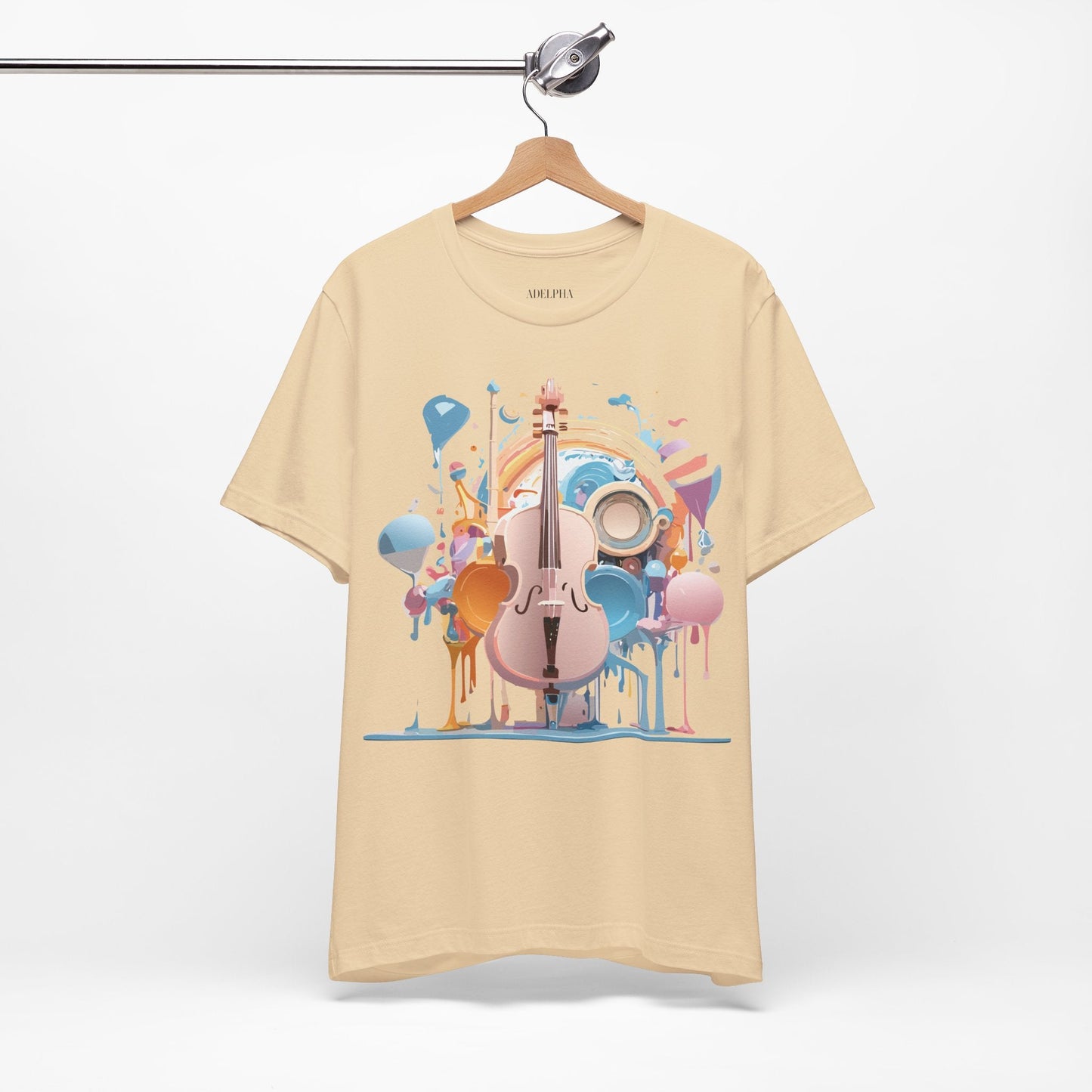 Music Graphic Unisex 100 Cotton Vintage Art with Musical Elements Tee 80