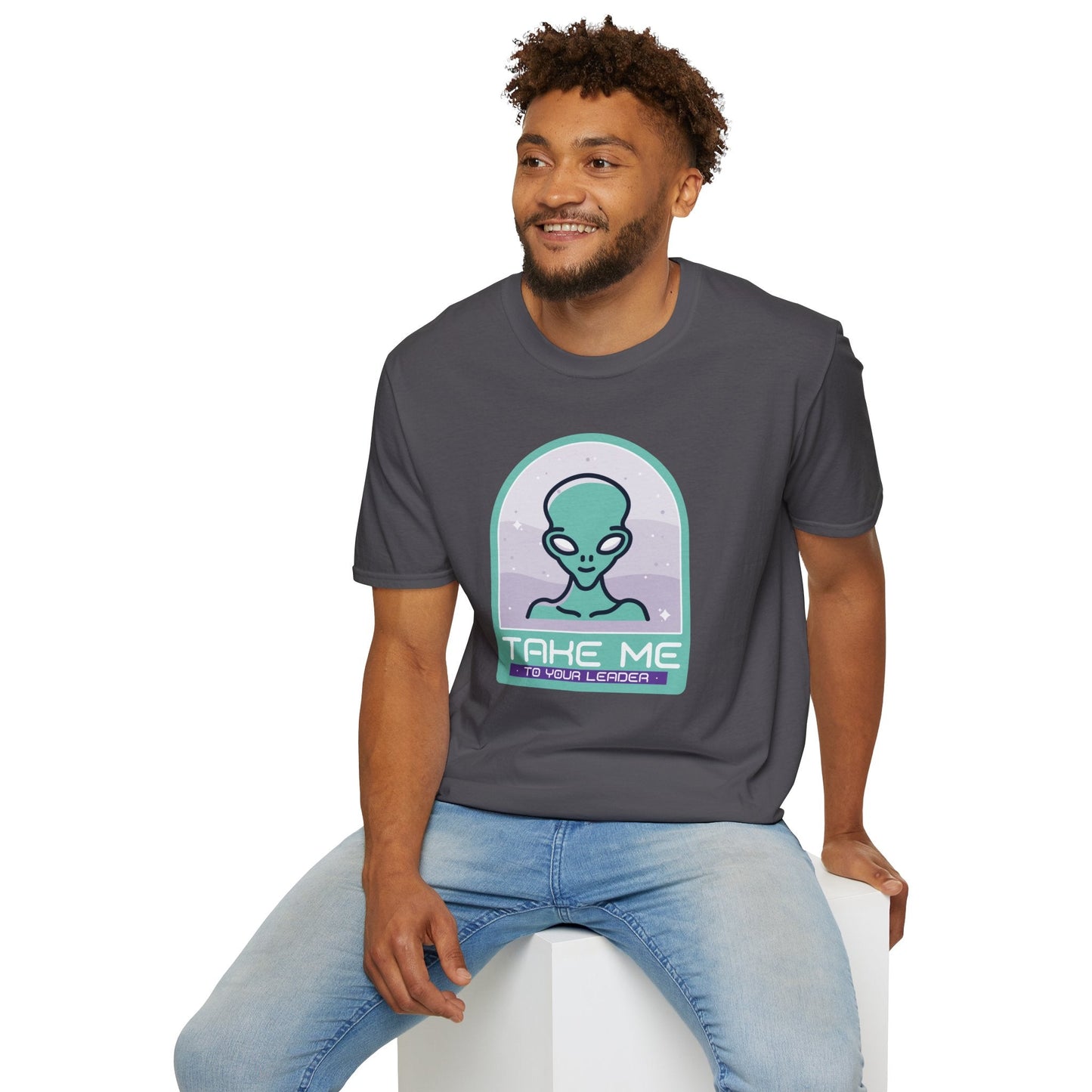 Alien Graphic TShirt  Take Me to Your Leader Retro Space Tee