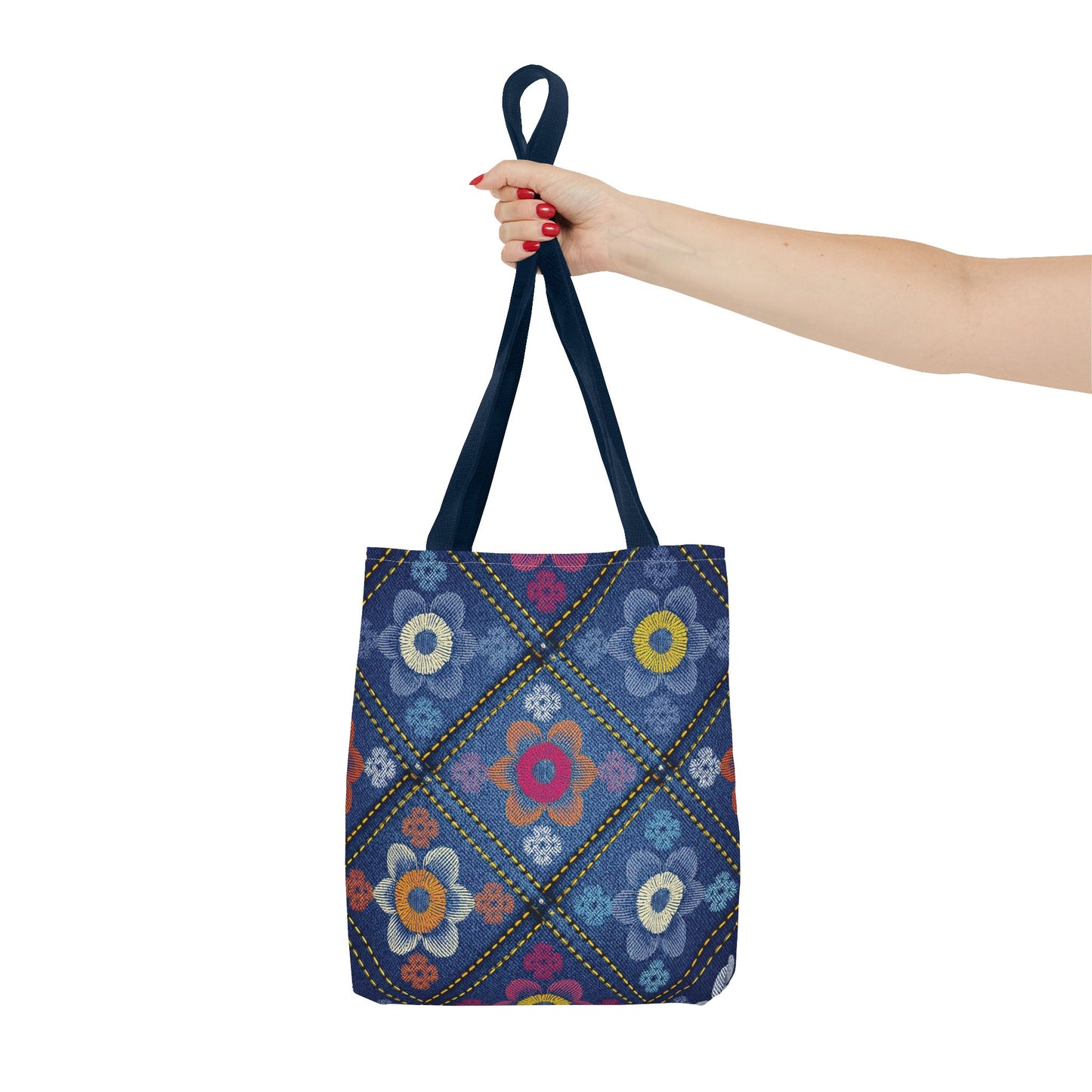 Denim Fabric Imitation Print Unisex Canvas Bag Poly Spun 3 Sizes Tote Bag 130