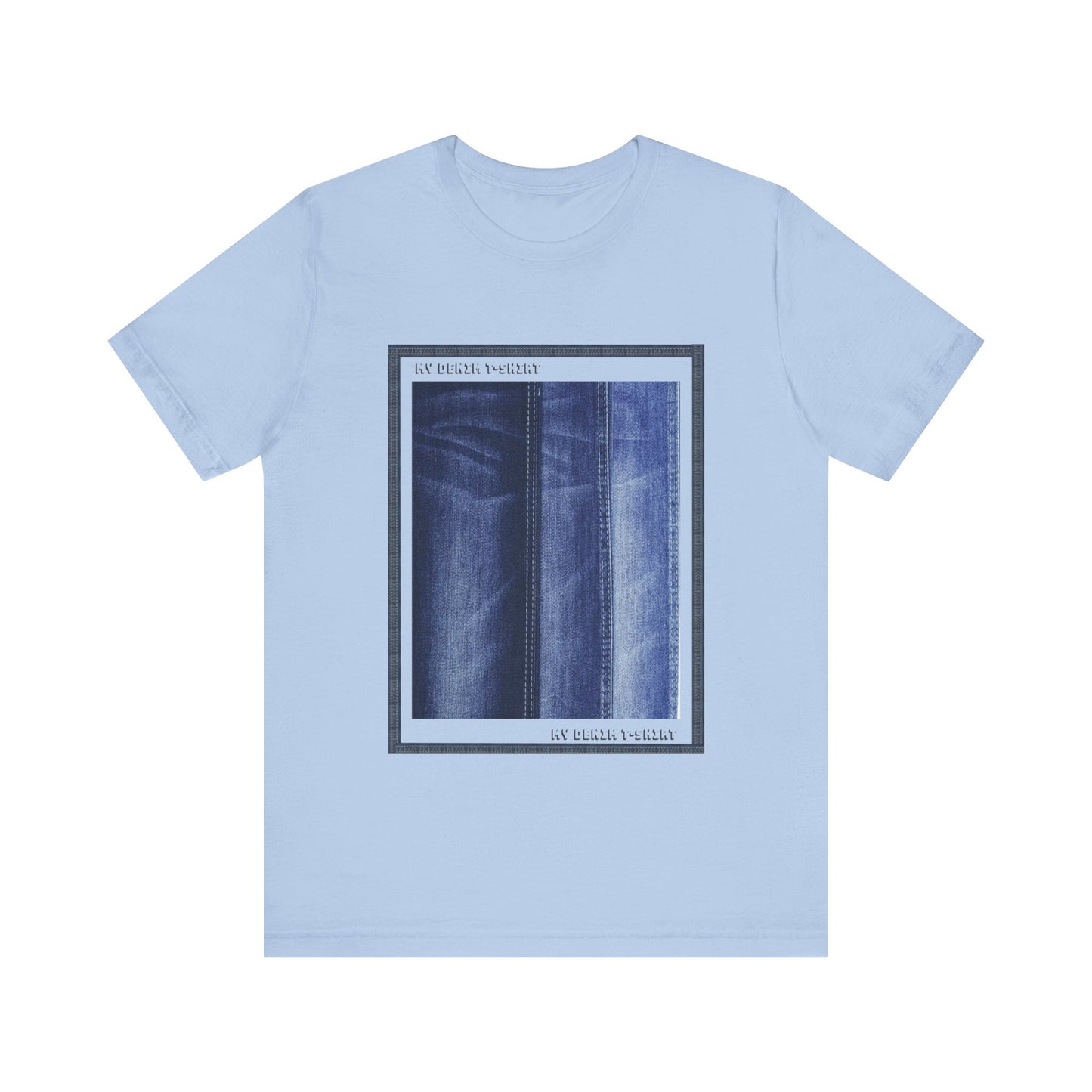 Unisex Cotton Tee Shirt with Denim Print