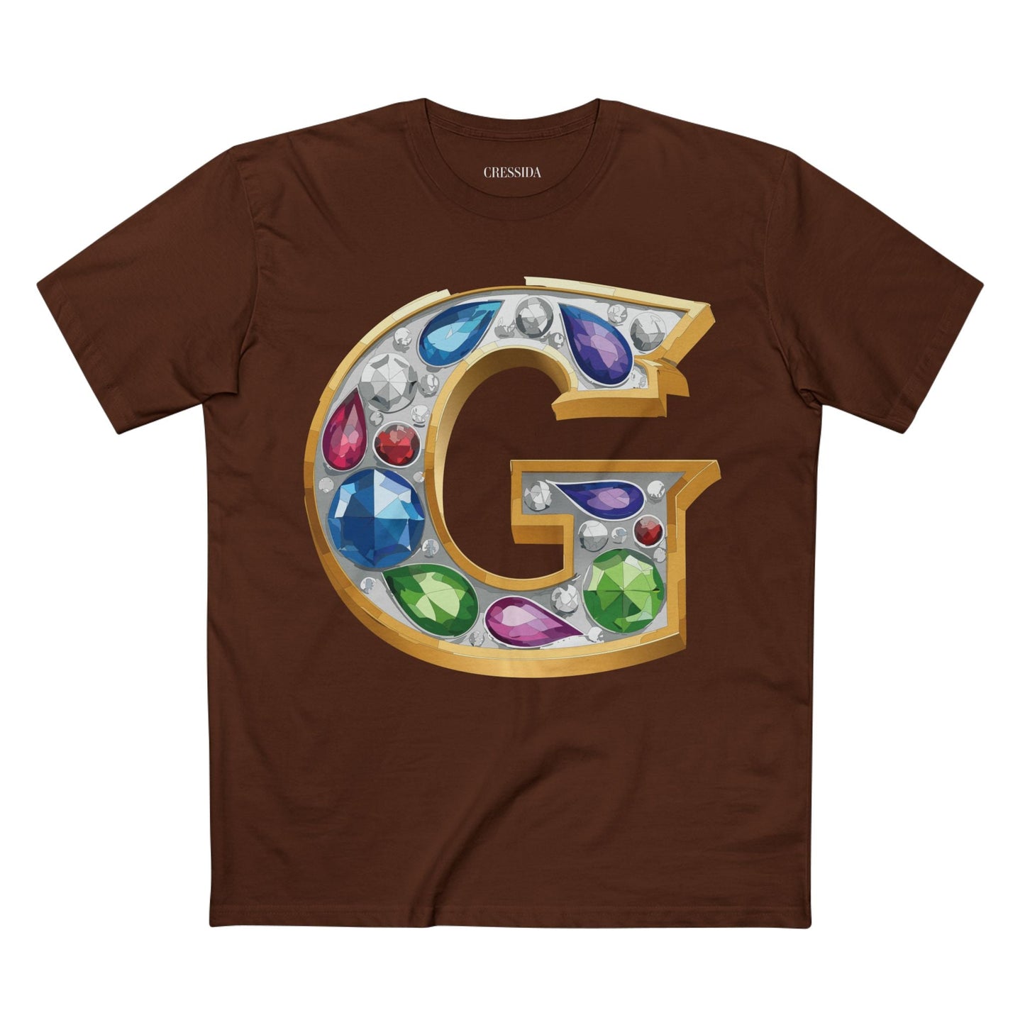 Letter G Graphic Design Tee Unisex 100 Cotton With Antique Gold Letters Artwork T-Shirt