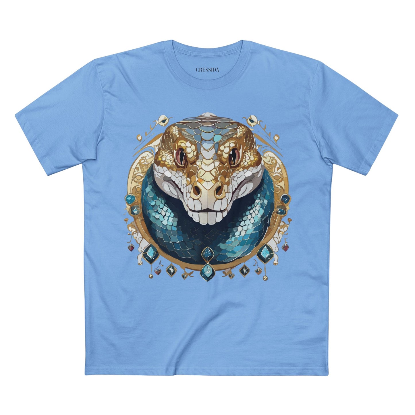 Snake Graphic Unisex 100 Cotton Tee With Unique Animal Golden Medallion Art Design 43