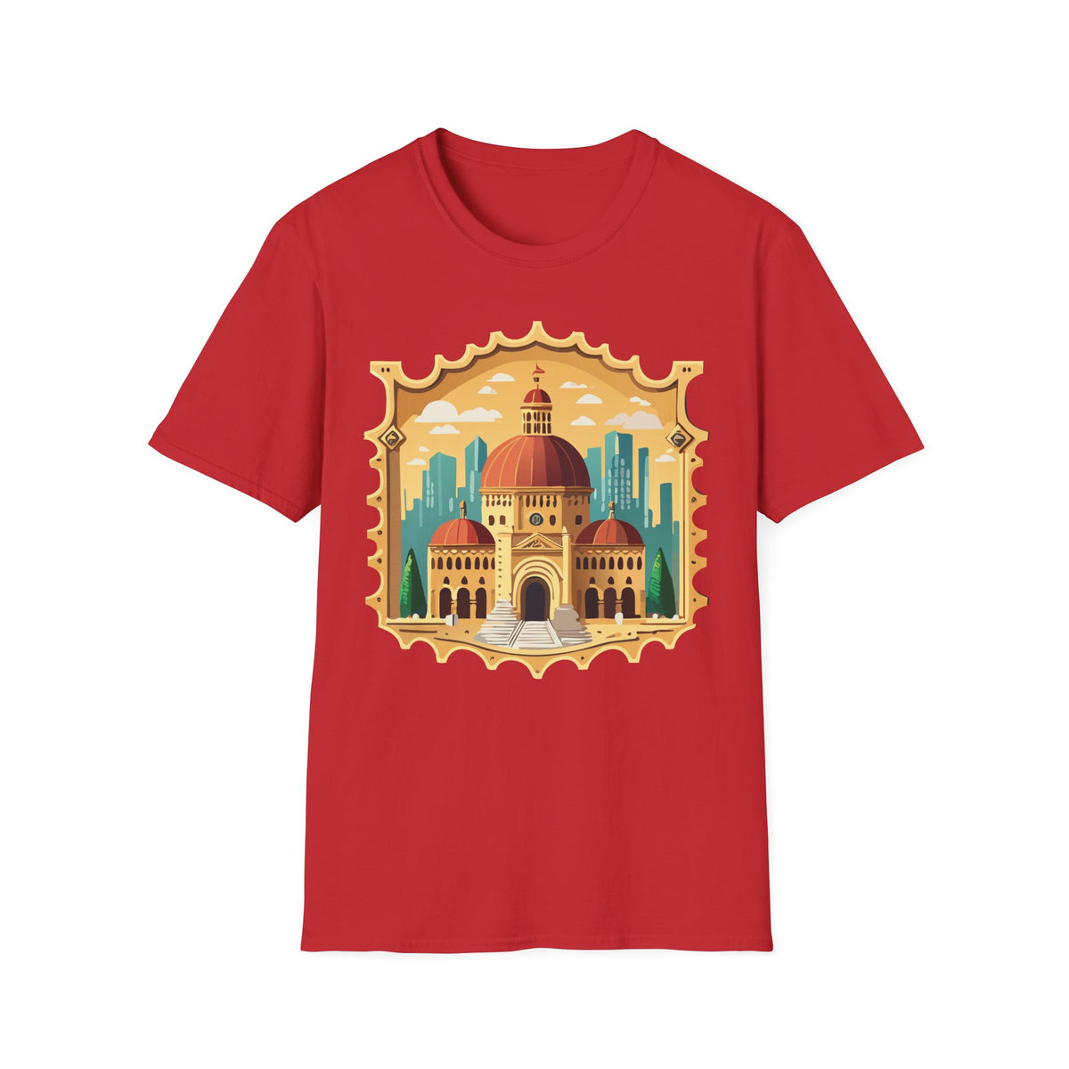 Moroccan Cityscape Tee | Dome & Minaret Illustration Graphic Tee Unisex 100 Cotton Gildan T-Shirt