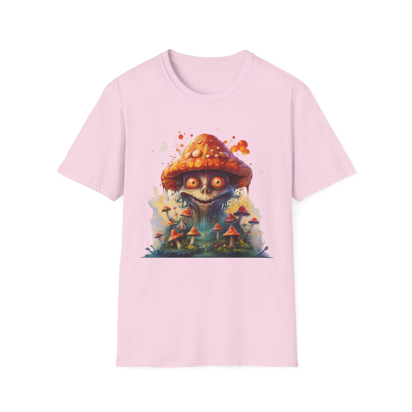 Funny Mashroom Tee Shirt Unisex Softstyle Cotton Art Design with Fungus Graphic Artwork Theme
