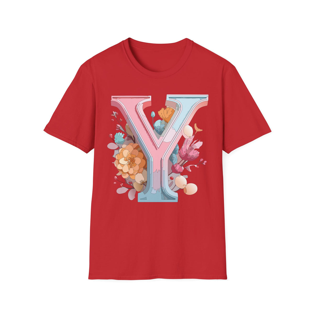 Floral Letter V T-Shirt | Pastel Monogram V Tee